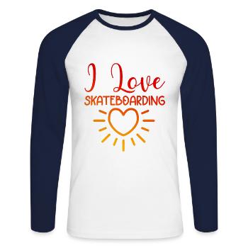 Ich Liebe Skateboard - Unisex Baseballshirt langarm - Weiß/Navy - Vorne - Nik (191cm)