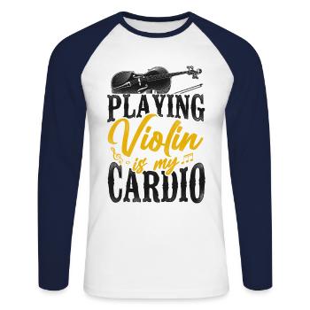 Violoniste Violoniste Vintage Jouer - T-shirt baseball manches longues Homme - blanc/marine - Devant - Nik (191cm)
