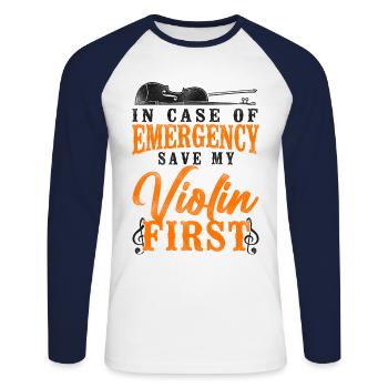 Violin Violinist Vintage In Case - Unisex Baseballshirt langarm - Weiß/Navy - Vorne - Nik (191cm)