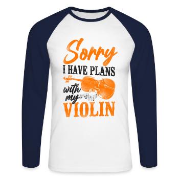 Violin Violinist Vintage Sorry I - Unisex Baseballshirt langarm - Weiß/Navy - Vorne - Nik (191cm)