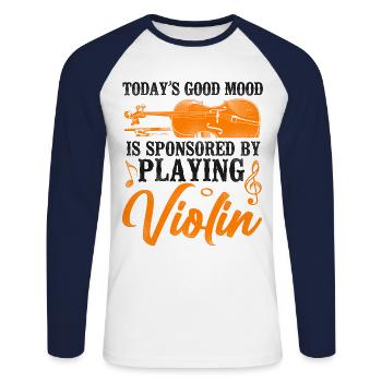 Violin Violinist Vintage Today's - Unisex Baseballshirt langarm - Weiß/Navy - Vorne - Nik (191cm)