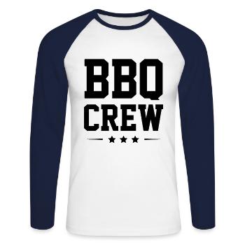 Équipe de barbecue - T-shirt baseball manches longues Homme - blanc/marine - Devant - Nik (191cm)