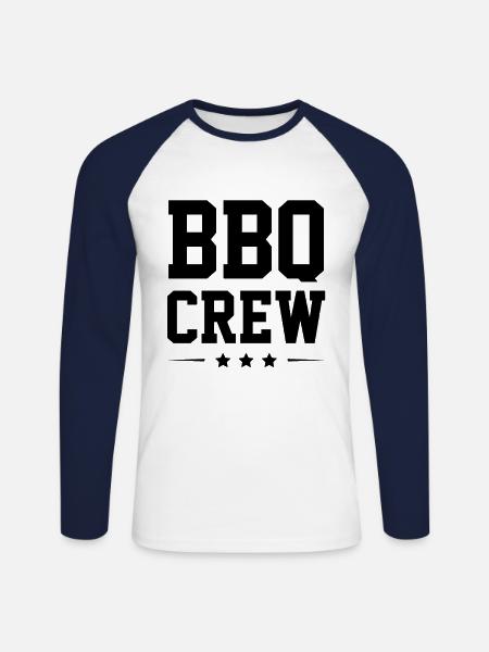 Bbq Crew - Unisex Long Sleeve Baseball T-Shirt - white/navy
