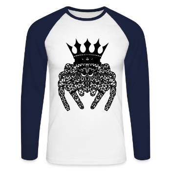 Polygone Spider King Animaux Araignées Fantaisie - T-shirt baseball manches longues Homme - blanc/marine - Devant - Nik (191cm)
