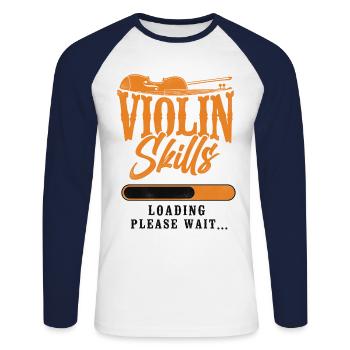 Violin Violinist Vintage Violin - Unisex Baseballshirt langarm - Weiß/Navy - Vorne - Nik (191cm)