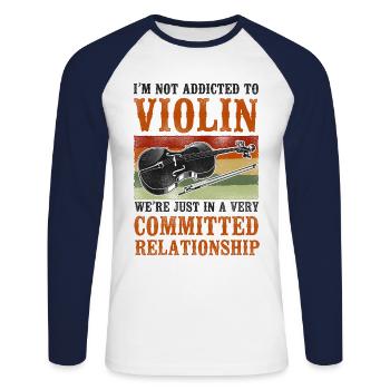 Violin Violinist Vintage Retro I'm - Unisex Baseballshirt langarm - Weiß/Navy - Vorne - Nik (191cm)