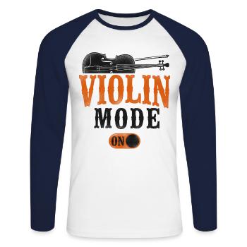 Violin Violinist Vintage Violin - Unisex Baseballshirt langarm - Weiß/Navy - Vorne - Nik (191cm)