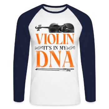 Violin Violinist Vintage Violin - Unisex Baseballshirt langarm - Weiß/Navy - Vorne - Nik (191cm)