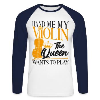 Violoniste Fille Hand Me My - T-shirt baseball manches longues Homme - blanc/marine - Devant - Nik (191cm)