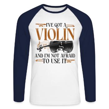 Violin Violinist Vintage I've Got - Unisex Baseballshirt langarm - Weiß/Navy - Vorne - Nik (191cm)