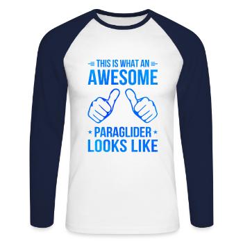 This Is What An Awesome Paraglider Looks Like Para - Unisex Baseballshirt langarm - Weiß/Navy - Vorne - Nik (191cm)