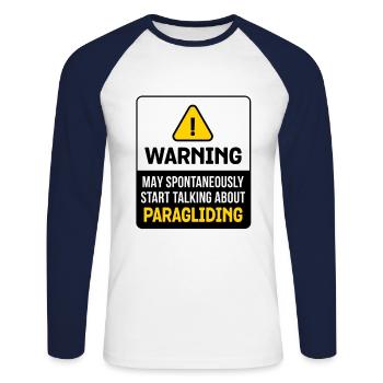 Warning May Spontaneously Start Talking About Para - Unisex Baseballshirt langarm - Weiß/Navy - Vorne - Nik (191cm)