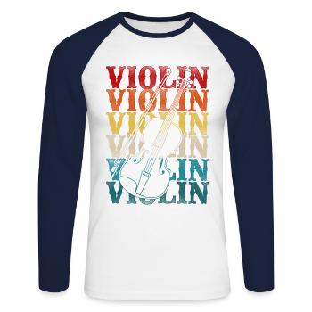 Violin Violinist Retro Vintage - Unisex Baseballshirt langarm - Weiß/Navy - Vorne - Nik (191cm)