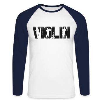 Violin Violinist Vintage Violin - Unisex Baseballshirt langarm - Weiß/Navy - Vorne - Nik (191cm)