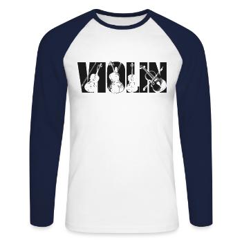 Violin Violinist Vintage Violin - Unisex Baseballshirt langarm - Weiß/Navy - Vorne - Nik (191cm)