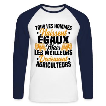 Humour Agricole Meilleur Agriculteur Homme - T-shirt baseball manches longues Homme - blanc/marine - Devant - Nik (191cm)
