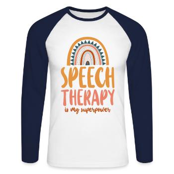 Speech Therapist Therapy Assistant - Unisex Long Sleeve Baseball T-Shirt - white/navy - Front - Nik (191cm)