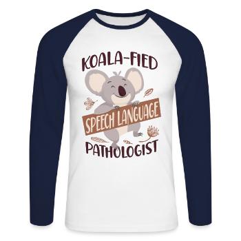 Speech Therapist Therapy Assistant - Unisex Baseballshirt langarm - Weiß/Navy - Vorne - Nik (191cm)