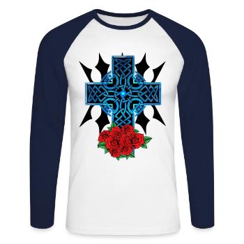 Fantasy Cross Crosses Crucifix Church Religion - Unisex Long Sleeve Baseball T-Shirt - white/navy - Front - Nik (191cm)