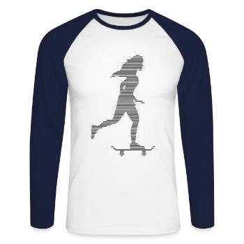 skating girl - Unisex Baseballshirt langarm - Weiß/Navy - Vorne - Nik (191cm)