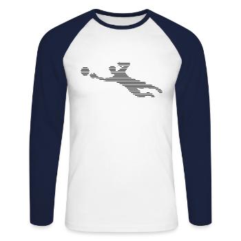 Gardien - T-shirt baseball manches longues Homme - blanc/marine - Devant - Nik (191cm)
