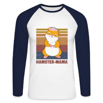 Hamster Mama Animal Lover Pet Owner Rodents Hamste - Unisex Baseballshirt langarm - Weiß/Navy - Vorne - Nik (191cm)