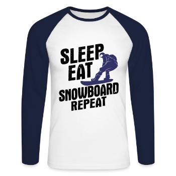 Snowboard Spruch für Snowboarder - Unisex Baseballshirt langarm - Weiß/Navy - Vorne - Nik (191cm)