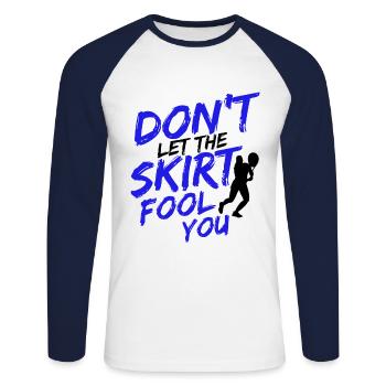 Tennisplatz Spruch Für Tennis - Unisex Baseballshirt langarm - Weiß/Navy - Vorne - Nik (191cm)