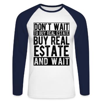 Immobilien-Händler Für Immobilien-Makler - Unisex Baseballshirt langarm - Weiß/Navy - Vorne - Nik (191cm)