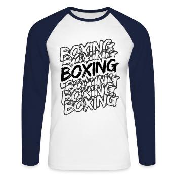 Boxsport Boxing - Unisex Baseballshirt langarm - Weiß/Navy - Vorne - Nik (191cm)