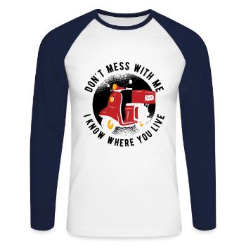 Briefträger Und Paket-Zusteller Für Postboten - Unisex Baseballshirt langarm - Weiß/Navy - Vorne - Nik (191cm)