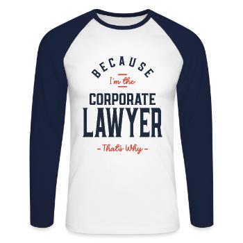 Corporate Lawyer Job Occupation Birthday Worker - Unisex Long Sleeve Baseball T-Shirt - white/navy - Front - Nik (191cm)