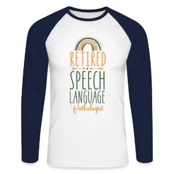 Speech Therapist Therapy Assistant - Unisex Baseballshirt langarm - Weiß/Navy - Vorne - Nik (191cm)