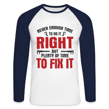 Maschinen-Bediener Maschinenführer Machinist - Unisex Baseballshirt langarm - Weiß/Navy - Vorne - Nik (191cm)