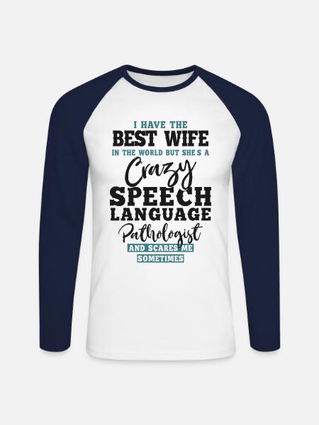 Speech Therapist Therapy Assistant - Unisex Long Sleeve Baseball T-Shirt - white/navy