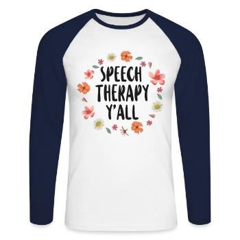 Speech Therapist Therapy Assistant - Unisex Long Sleeve Baseball T-Shirt - white/navy - Front - Nik (191cm)