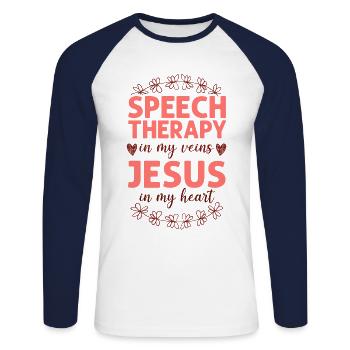 Speech Therapist Therapy Assistant - Unisex Baseballshirt langarm - Weiß/Navy - Vorne - Nik (191cm)