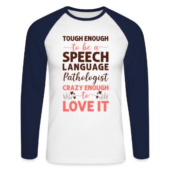 Speech Therapist Therapy Assistant - Unisex Baseballshirt langarm - Weiß/Navy - Vorne - Nik (191cm)