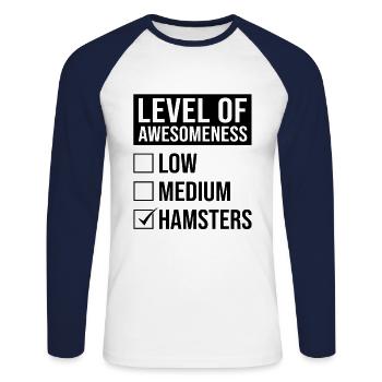 Level Of Awesomeness Low Medium Hamsters Animal Pe - Unisex Baseballshirt langarm - Weiß/Navy - Vorne - Nik (191cm)