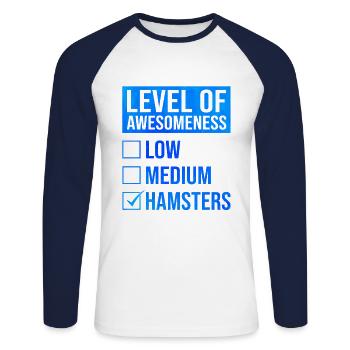 Level Of Awesomeness Low Medium Hamsters Animal Pe - Unisex Baseballshirt langarm - Weiß/Navy - Vorne - Nik (191cm)