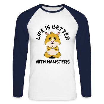 Life Is Better With A Hamster Animal Lover Hamster - Unisex Baseballshirt langarm - Weiß/Navy - Vorne - Nik (191cm)