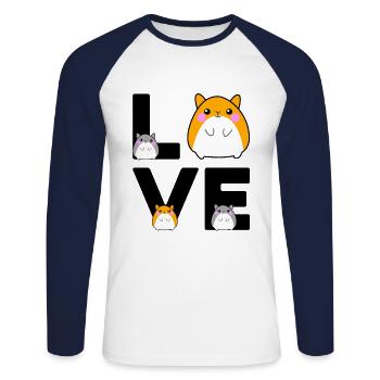Love Graphic Hamster Pet Owner Animal Lover Rodent - Unisex Baseballshirt langarm - Weiß/Navy - Vorne - Nik (191cm)