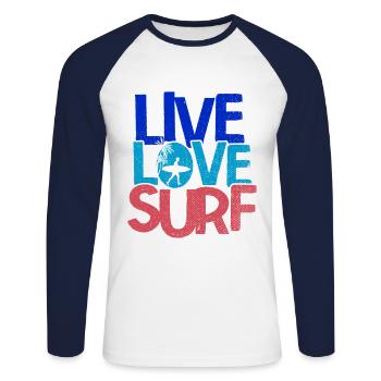 Surfen Wellenreiten Für Surfing - Unisex Baseballshirt langarm - Weiß/Navy - Vorne - Nik (191cm)