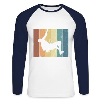 Klettern Bouldern - Unisex Baseballshirt langarm - Weiß/Navy - Vorne - Nik (191cm)