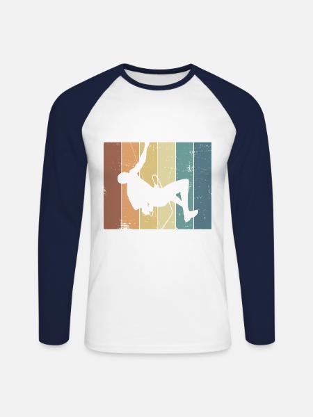 Klettern Bouldern - Unisex Baseballshirt langarm - Weiß/Navy