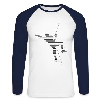 Grimper - T-shirt baseball manches longues Homme - blanc/marine - Devant - Nik (191cm)