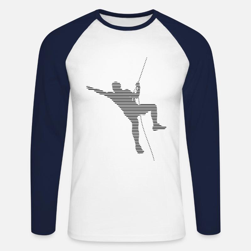Klettern - Unisex Baseballshirt langarm - Weiß/Navy