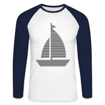 Voile - T-shirt baseball manches longues Homme - blanc/marine - Devant - Nik (191cm)
