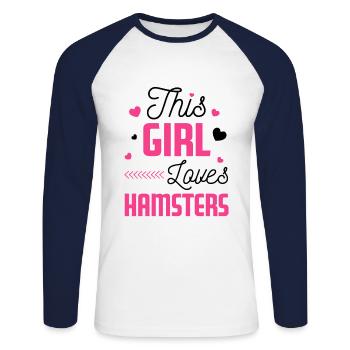 This Girls loves Hamsters Animal Owner Pets Lover - Unisex Baseballshirt langarm - Weiß/Navy - Vorne - Nik (191cm)