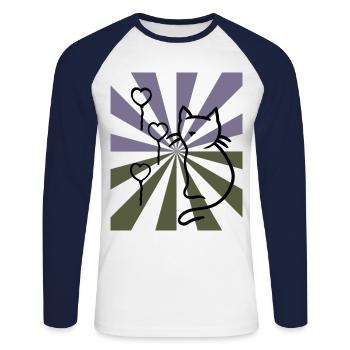 cat cat soft kitten meow xmas children - Unisex Long Sleeve Baseball T-Shirt - white/navy - Front - Nik (191cm)